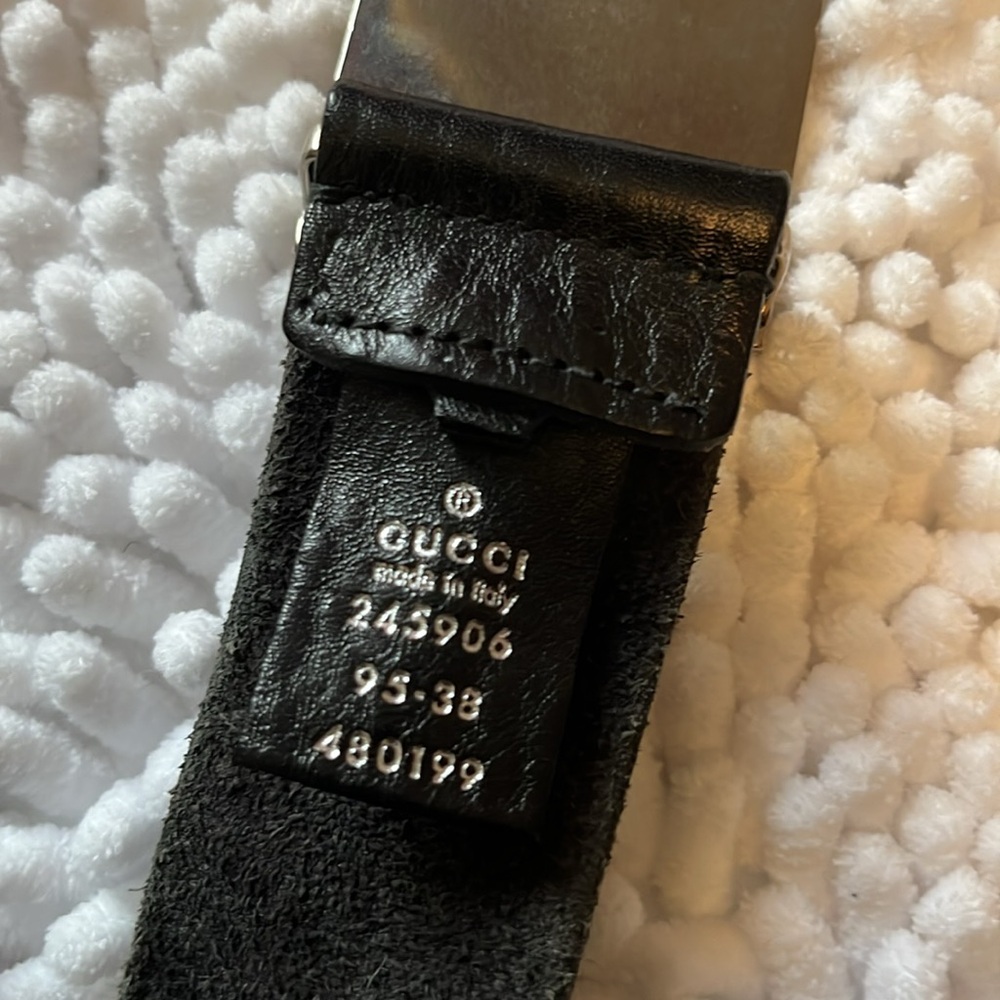 Gucci  Black Belt Rare Vintage with Shiny Silver Buckle - Picture 3 of 12